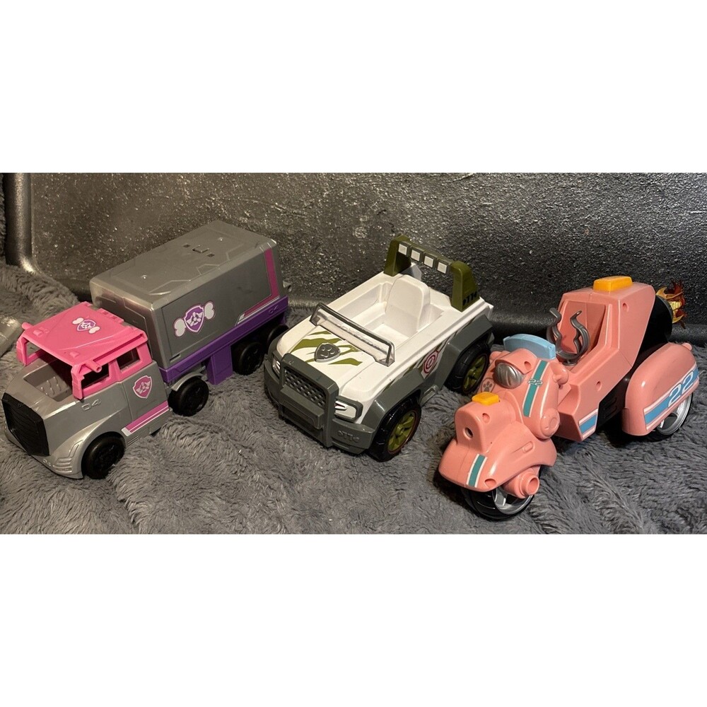PAW PATROL Lot 3 Vehicles Skye’s Big Truck Tracker’s Jungle Cruiser Liberty Moto